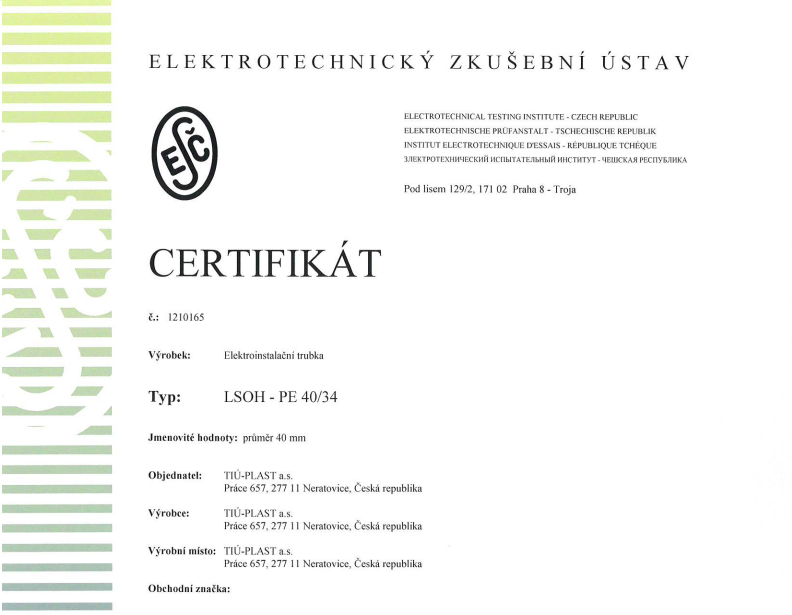 LSOH certifikát